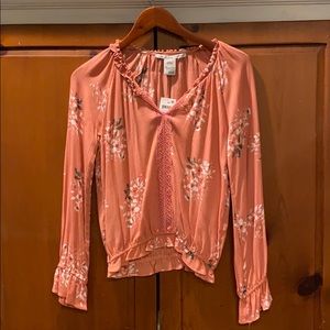 Peach floral blouse